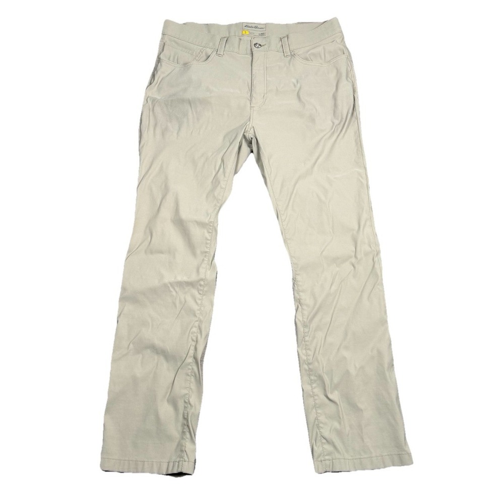 Eddie Bauer Travex Pants Mens 38x32 Tan Nylon Stretch Hiking Tech Pocket